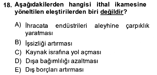 Uluslararası Ticaret 2014-2015 Ara Sınav - 18. soru