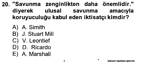 Uluslararası Ticaret 2014-2015 Ara Sınav - 20. soru