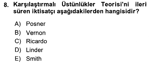 Uluslararası Ticaret 2015-2016 Ara Sınav - 8. soru