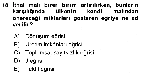Uluslararası Ticaret 2015-2016 Ara Sınav - 10. soru