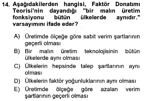 Uluslararası Ticaret 2015-2016 Ara Sınav - 14. soru