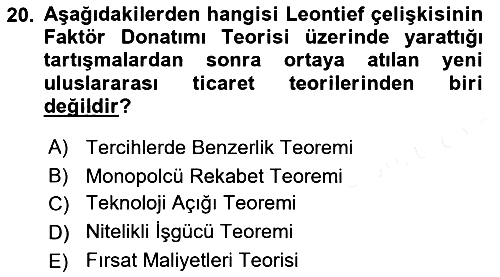 Uluslararası Ticaret 2015-2016 Ara Sınav - 20. soru