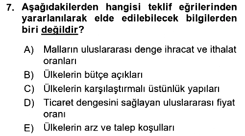 Uluslararası Ticaret 2016-2017 Ara Sınav - 7. soru