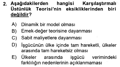 Uluslararası Ticaret 2017-2018 Ara Sınav - 2. soru