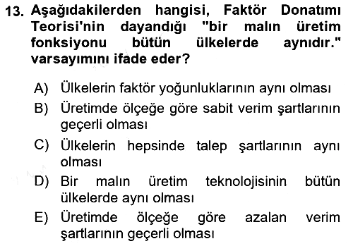 Uluslararası Ticaret 2018-2019 Ara Sınav - 13. soru