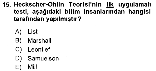 Uluslararası Ticaret 2018-2019 Ara Sınav - 15. soru