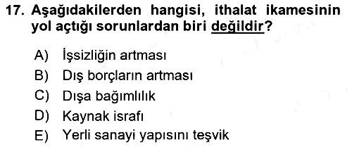 Uluslararası Ticaret 2018-2019 Ara Sınav - 17. soru