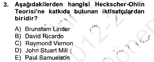 Uluslararası Ticaret 2012-2013 Dönem Sonu Sınavı - 3. soru
