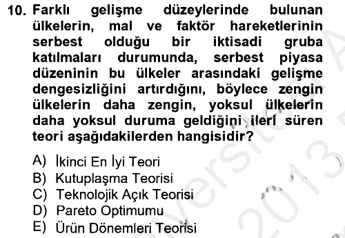 Uluslararası Ticaret 2012-2013 Dönem Sonu Sınavı - 10. soru