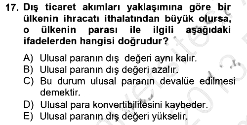 Uluslararası Ticaret 2012-2013 Dönem Sonu Sınavı - 17. soru