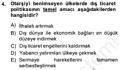 Uluslararası Ticaret 2013-2014 Dönem Sonu Sınavı - 4. soru