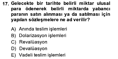 Uluslararası Ticaret 2013-2014 Dönem Sonu Sınavı - 17. soru