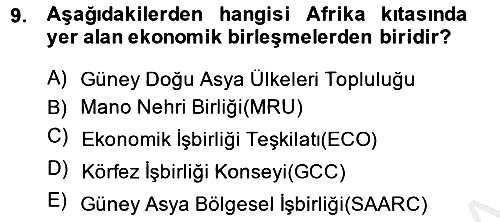 Uluslararası Ticaret 2014-2015 Dönem Sonu Sınavı - 9. soru