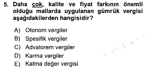 Uluslararası Ticaret 2015-2016 Dönem Sonu Sınavı - 5. soru