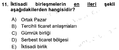 Uluslararası Ticaret 2015-2016 Dönem Sonu Sınavı - 11. soru