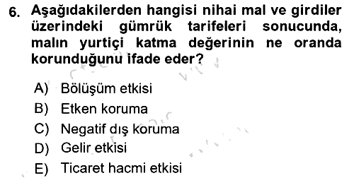 Uluslararası Ticaret 2016-2017 Dönem Sonu Sınavı - 6. soru
