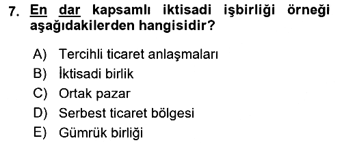 Uluslararası Ticaret 2018-2019 Dönem Sonu Sınavı - 7. soru