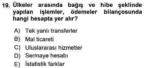 Uluslararası Ticaret 2018-2019 Dönem Sonu Sınavı - 19. soru