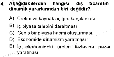 Uluslararası Ticaret 2013-2014 Tek Ders Sınavı - 4. soru