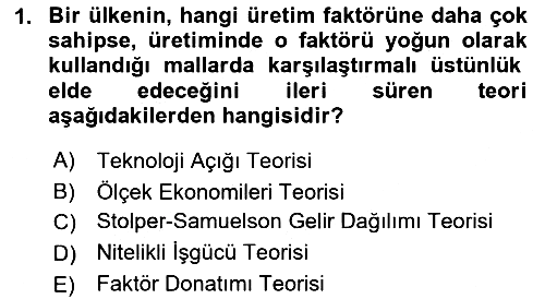 Uluslararası Ticaret 2018-2019 Yaz Okulu Sınavı - 1. soru