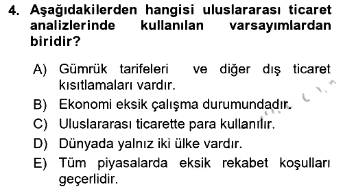 Uluslararası Ticaret 2018-2019 Yaz Okulu Sınavı - 4. soru