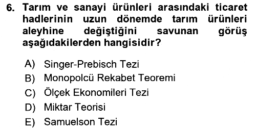 Uluslararası Ticaret 2018-2019 Yaz Okulu Sınavı - 6. soru