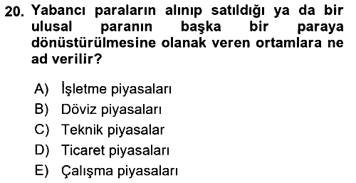 Uluslararası Ticaret 2018-2019 Yaz Okulu Sınavı - 20. soru