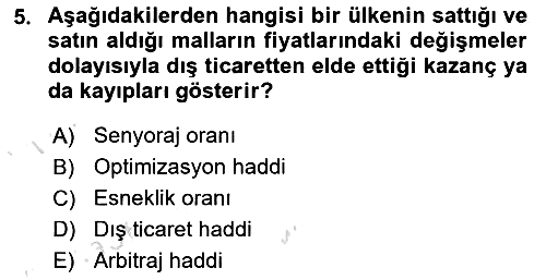 Uluslararası Ticaret 2020-2021 Yaz Okulu Sınavı - 5. soru