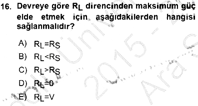 Devre Analizi 2015-2016 Ara Sınav - 16. soru