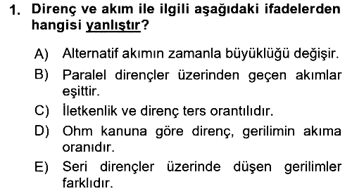 Devre Analizi 2017-2018 Dönem Sonu Sınavı - 1. soru