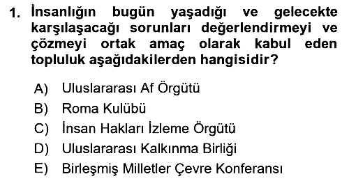 Doğal Kaynaklar ve Çevre Ekonomisi 2018-2019 3 Ders Sınavı - 1. soru