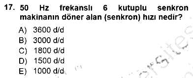 Elektrik Makinaları 2012-2013 Dönem Sonu Sınavı - 17. soru