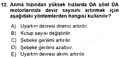 Elektrik Makinaları 2016-2017 Dönem Sonu Sınavı - 12. soru