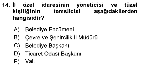 Belediye, İmar ve Gayrimenkul Mevzuatı 2021-2022 Dönem Sonu Sınavı - 14. soru
