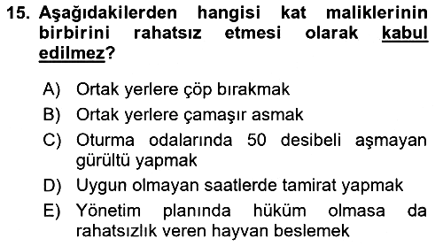 Bina ve Site Yöneticiliği 2018-2019 3 Ders Sınavı - 15. soru