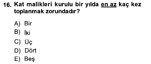 Bina ve Site Yöneticiliği 2013-2014 Ara Sınav - 16. soru