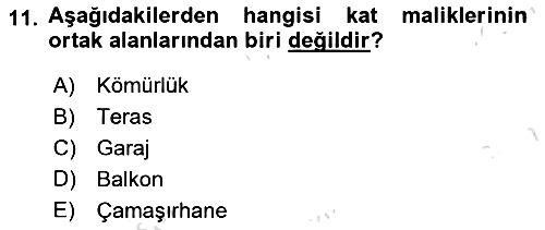 Bina ve Site Yöneticiliği 2023-2024 Ara Sınav - 11. soru