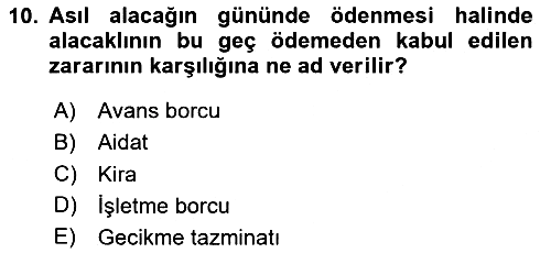 Bina ve Site Yöneticiliği 2023-2024 Dönem Sonu Sınavı - 10. soru
