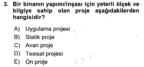Bina ve Yapım Bilgisi 2016-2017 Ara Sınav - 3. soru