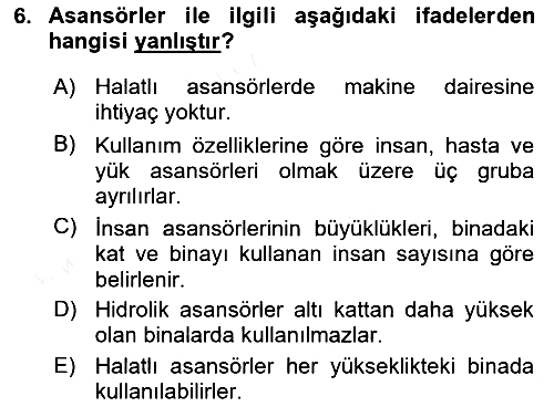 Bina ve Yapım Bilgisi 2018-2019 Dönem Sonu Sınavı - 6. soru