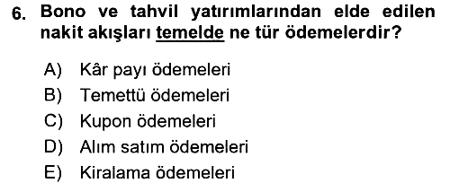 Gayrimenkul Ekonomisi 2017-2018 3 Ders Sınavı - 6. soru