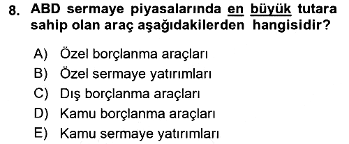 Gayrimenkul Ekonomisi 2017-2018 3 Ders Sınavı - 8. soru