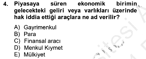 Gayrimenkul Ekonomisi 2013-2014 Ara Sınav - 4. soru