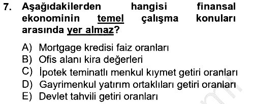 Gayrimenkul Ekonomisi 2014-2015 Ara Sınav - 7. soru