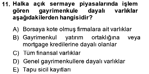 Gayrimenkul Ekonomisi 2014-2015 Ara Sınav - 11. soru