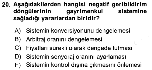 Gayrimenkul Ekonomisi 2018-2019 Ara Sınav - 20. soru