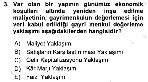 Gayrimenkul Ekonomisi 2023-2024 Ara Sınav - 3. soru