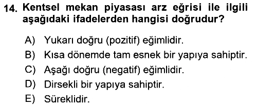 Gayrimenkul Ekonomisi 2023-2024 Ara Sınav - 14. soru