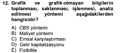 Gayrimenkul Ekonomisi 2012-2013 Dönem Sonu Sınavı - 12. soru