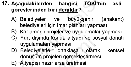 Gayrimenkul Ekonomisi 2013-2014 Dönem Sonu Sınavı - 17. soru
